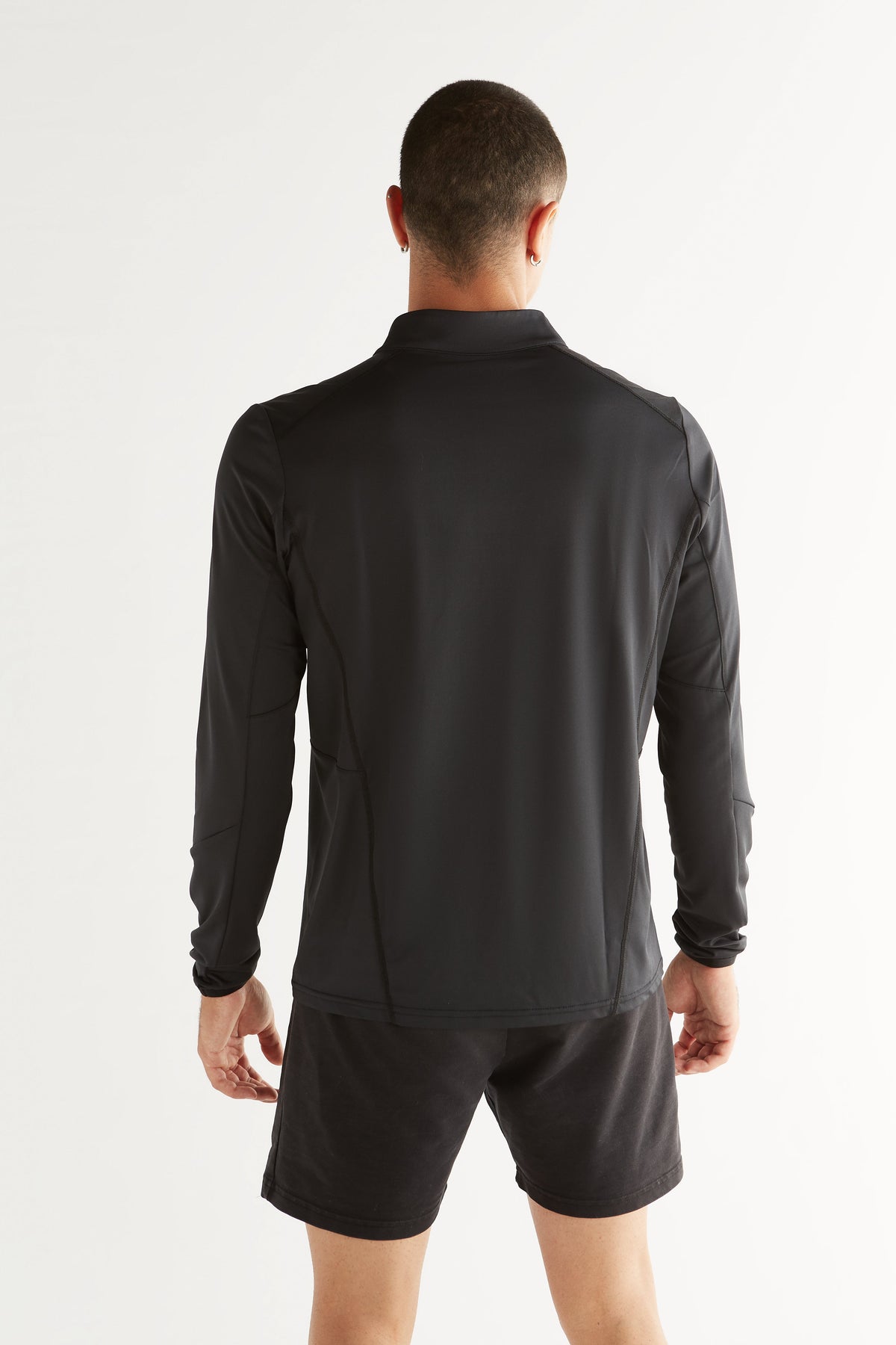 Unisex Long Sleeve - Half Zip, Black