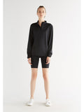 Unisex Long Sleeve - Half Zip, Black