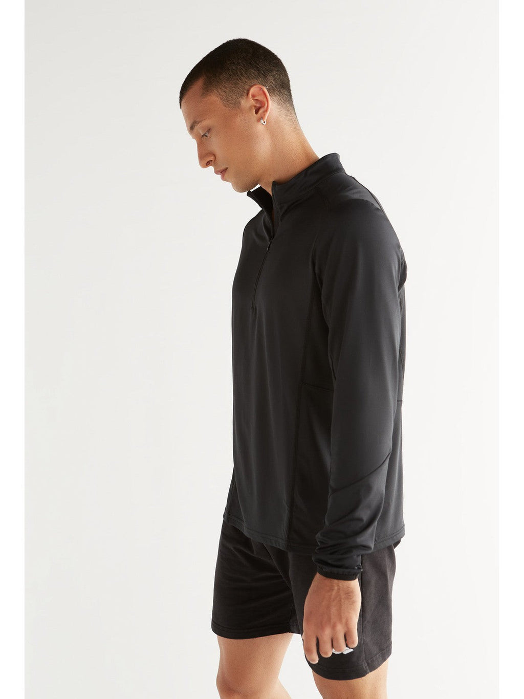 Unisex Long Sleeve - Half Zip, Black