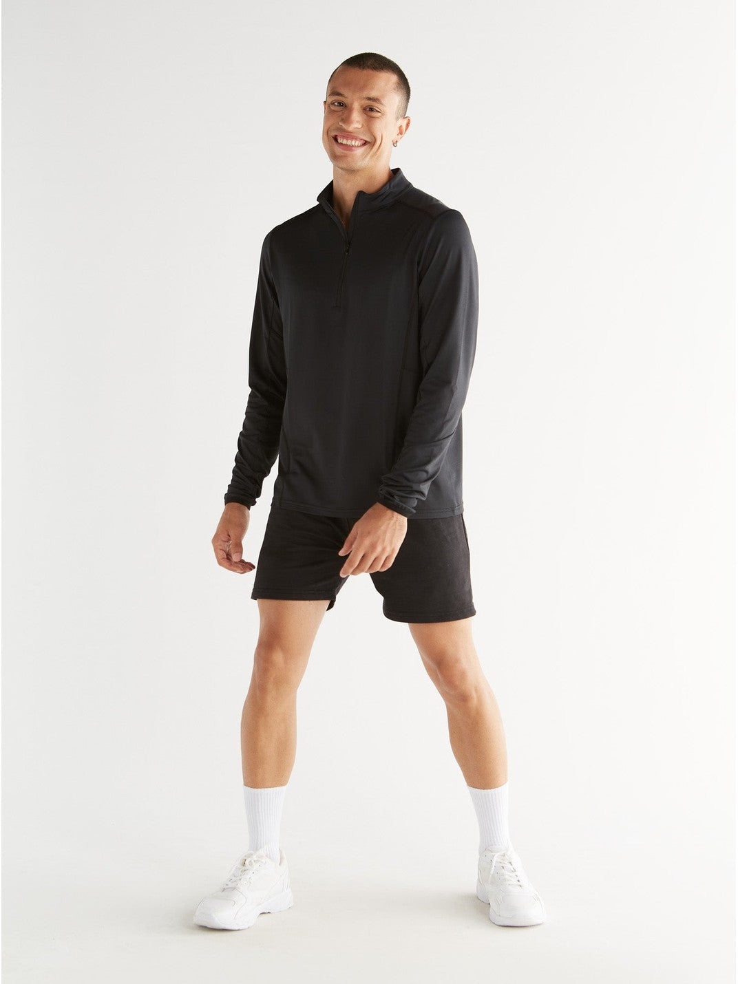 Unisex Long Sleeve - Half Zip, Black
