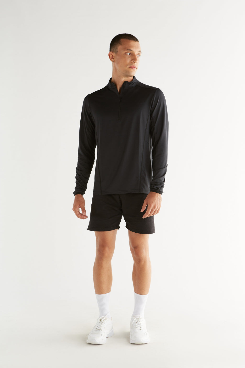 Unisex Long Sleeve - Half Zip, Black
