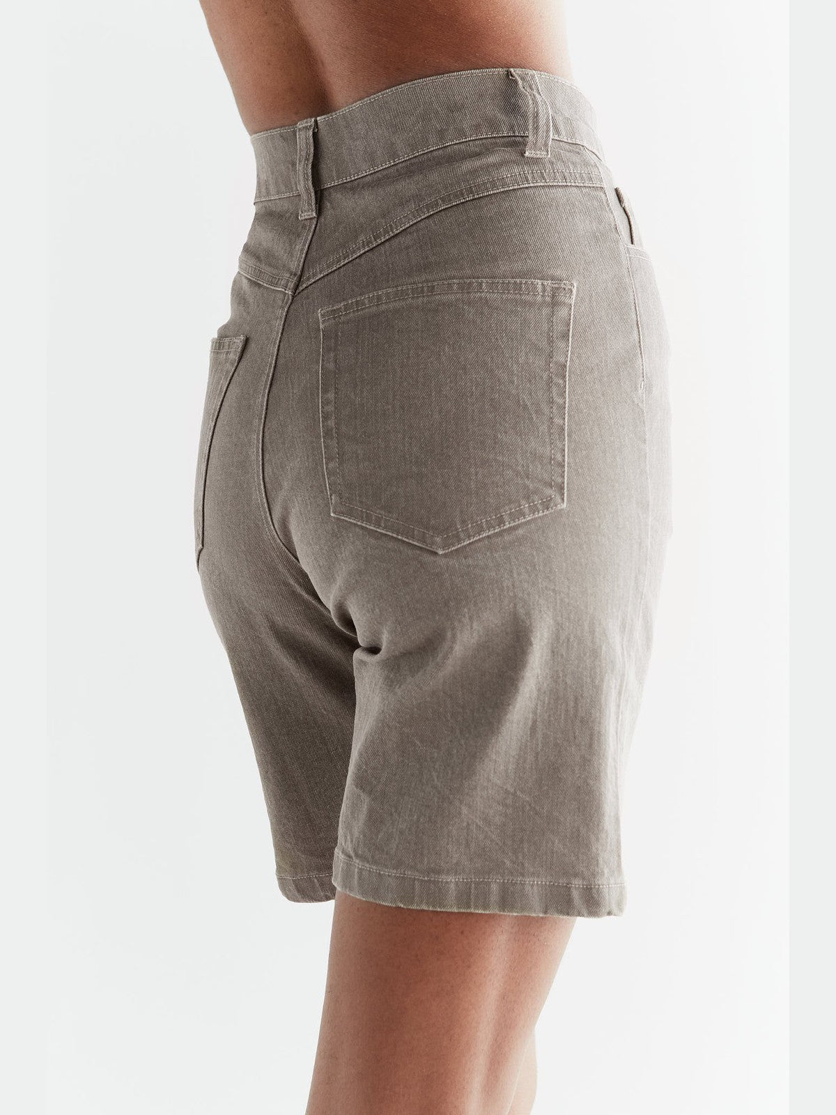 Women's Denim Shorts in Tone Wash, Pebble — Evermind, view 2