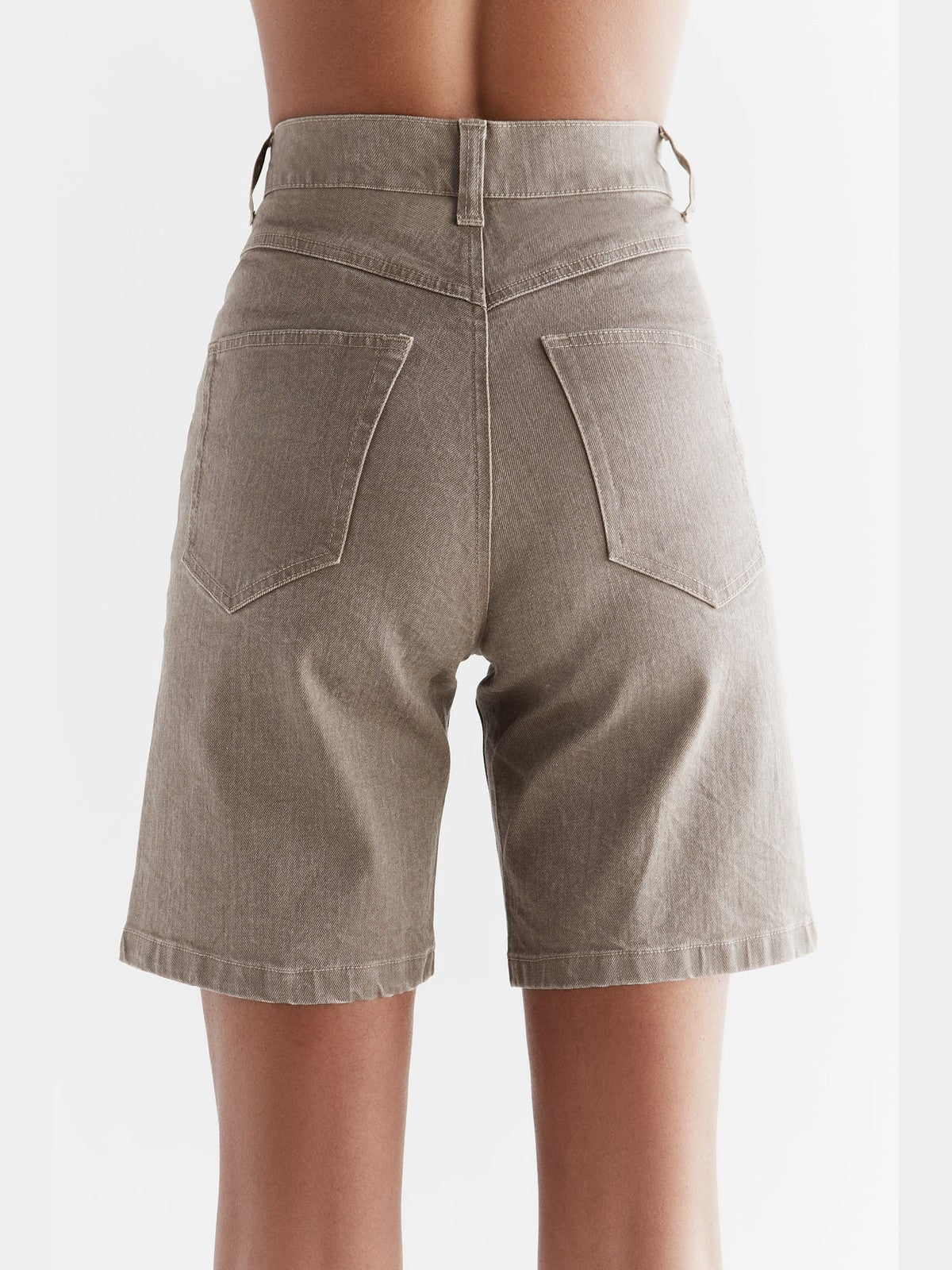 Women's Denim Shorts in Tone Wash, Pebble — Evermind, view 3