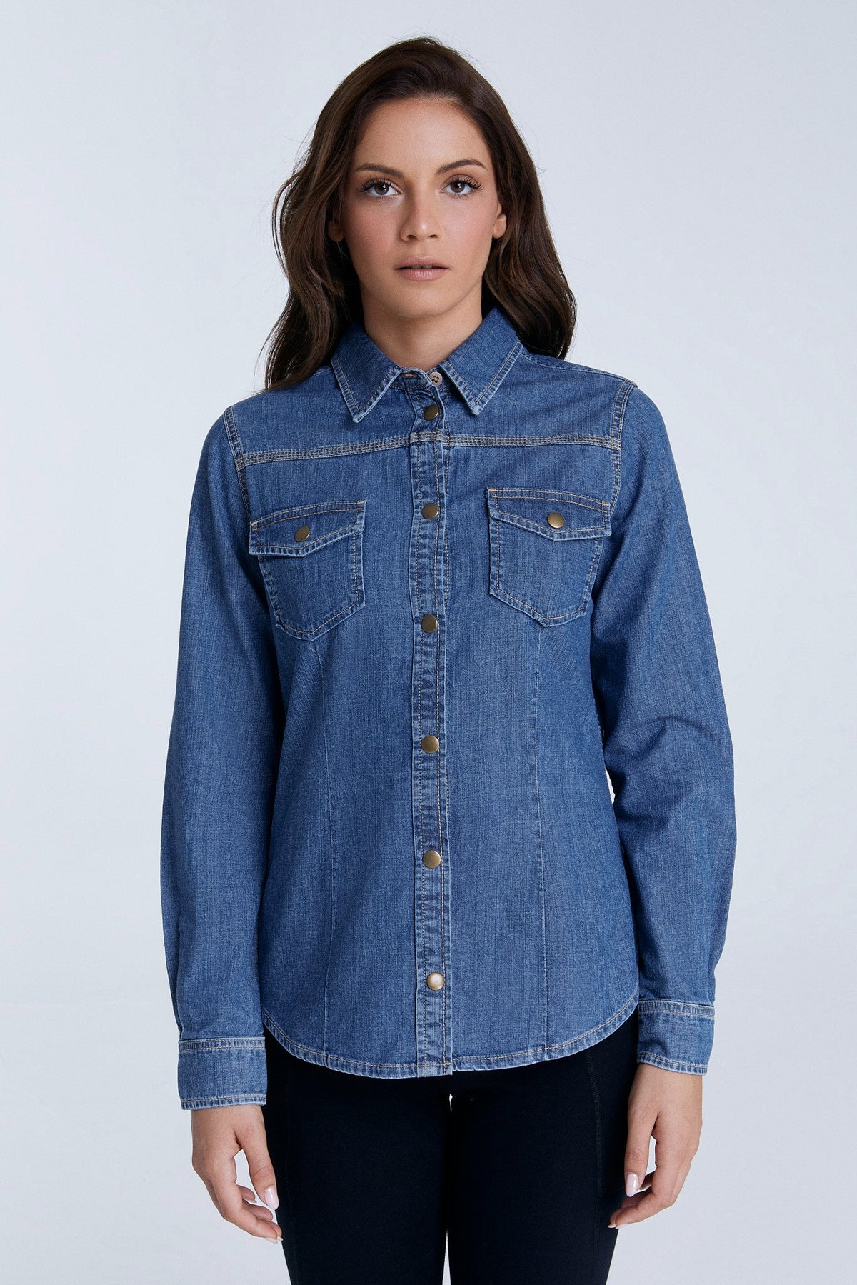 Women's Denim Shirt, Crystal Blue — Evermind