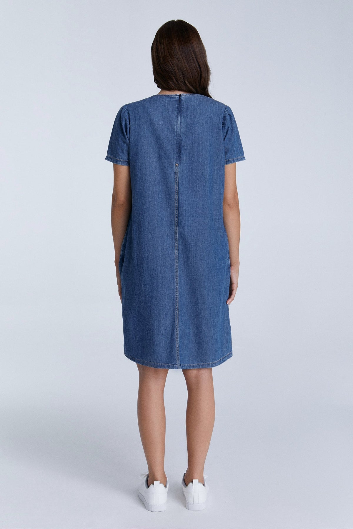 Women's Denim Dress, Crystal Blue — Evermind, view 2