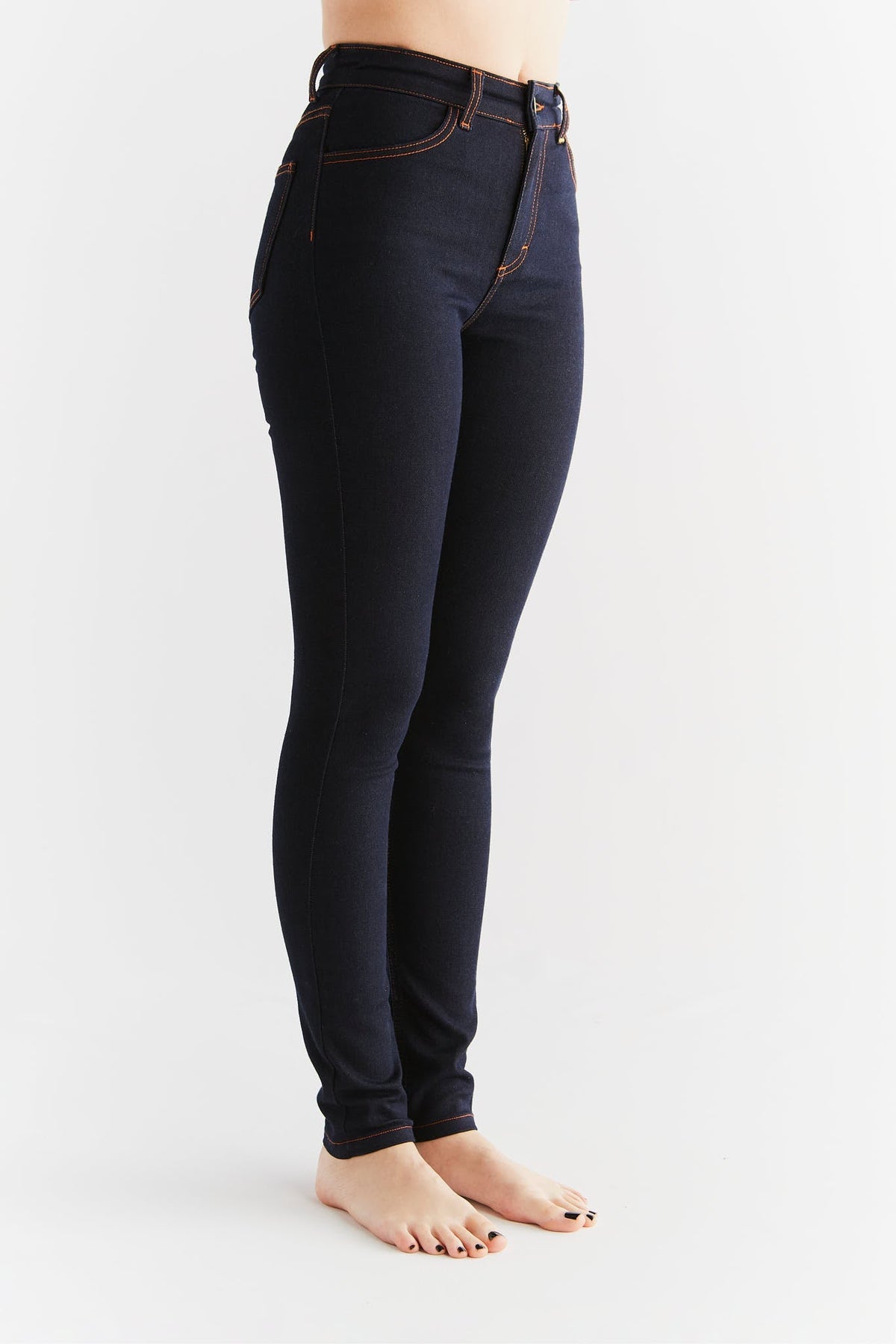 Women's Warm Skinny Fit, Navy Blue — Evermind, view 2