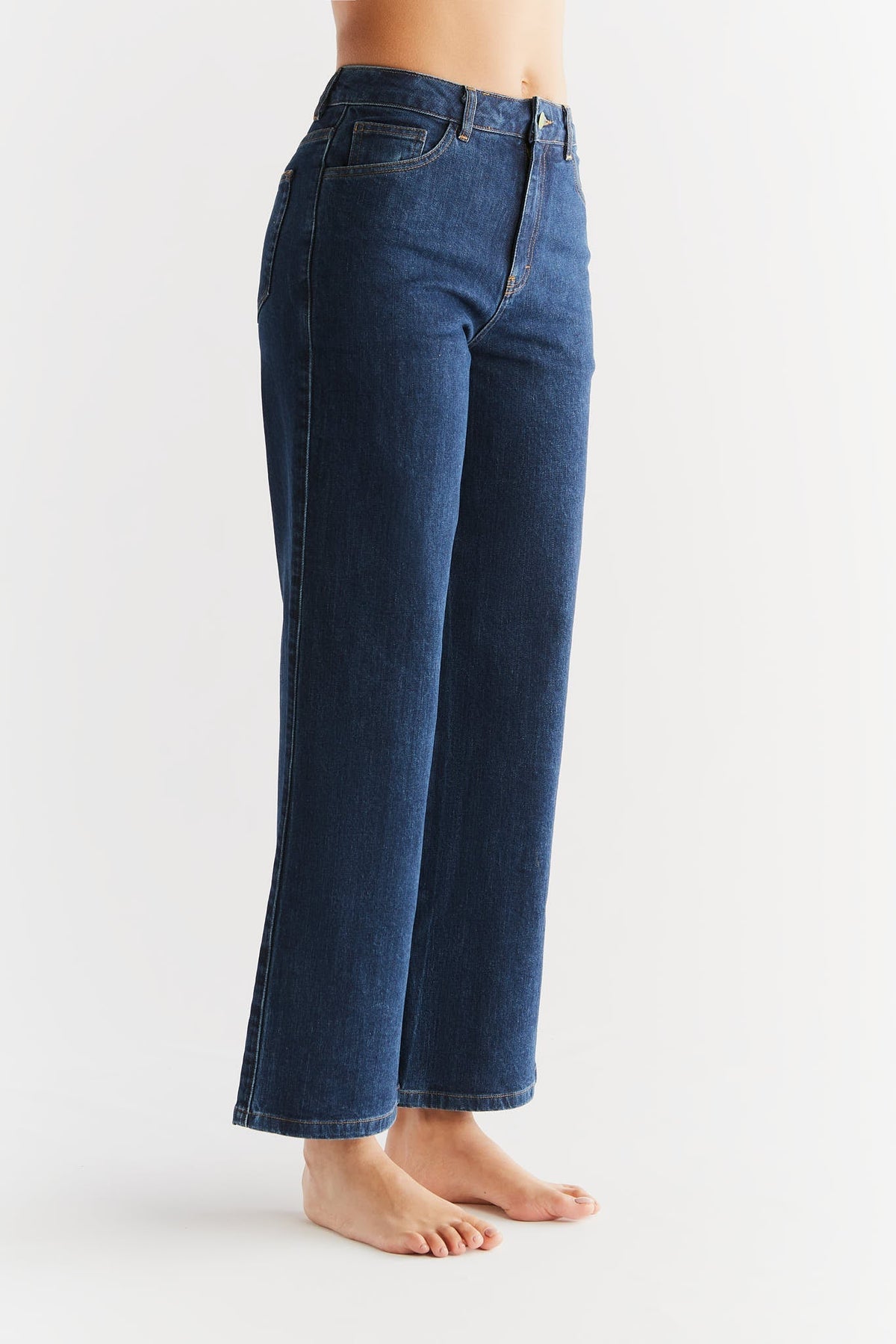 Women's Wide Leg Jeans, Lapis Blue — Evermind, view 2
