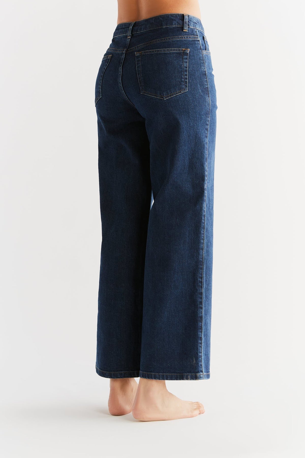 Women's Wide Leg Jeans, Lapis Blue — Evermind, view 3