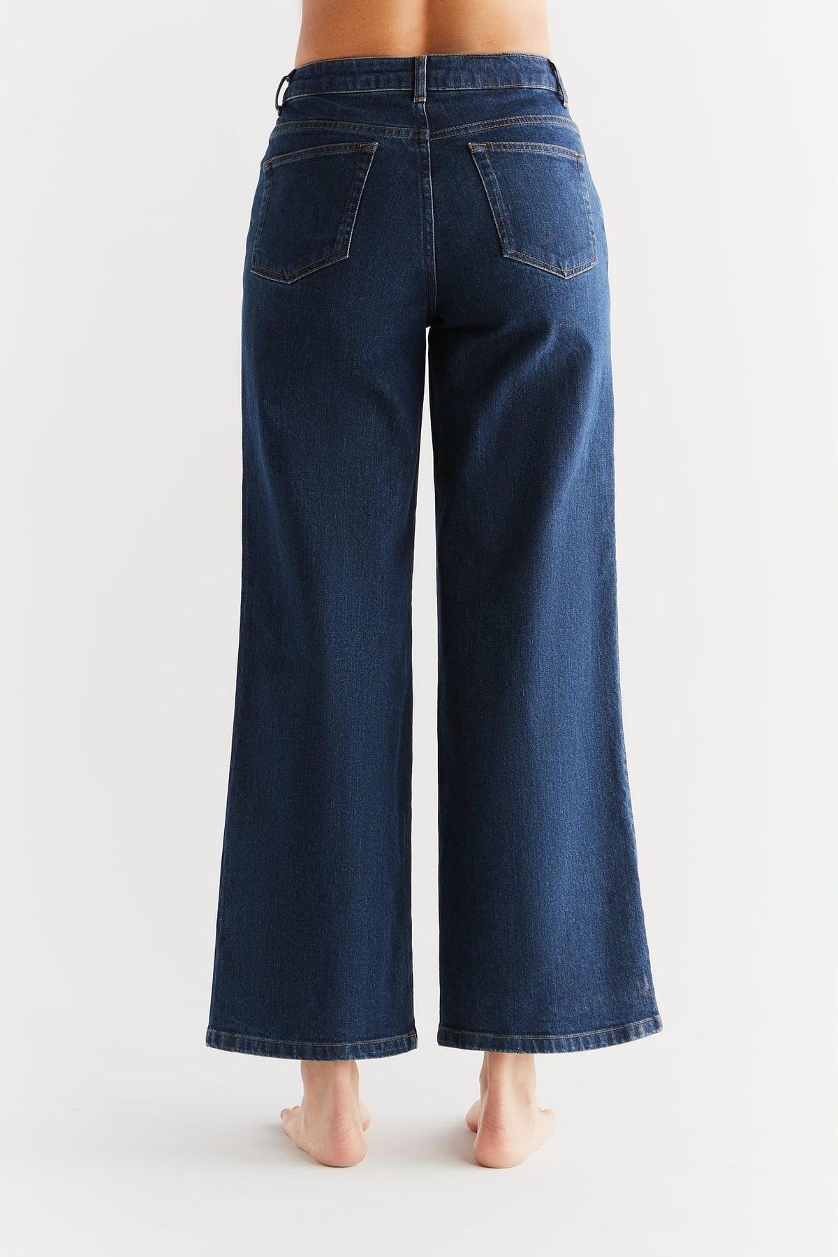 Women's Wide Leg Jeans, Lapis Blue — Evermind, view 4