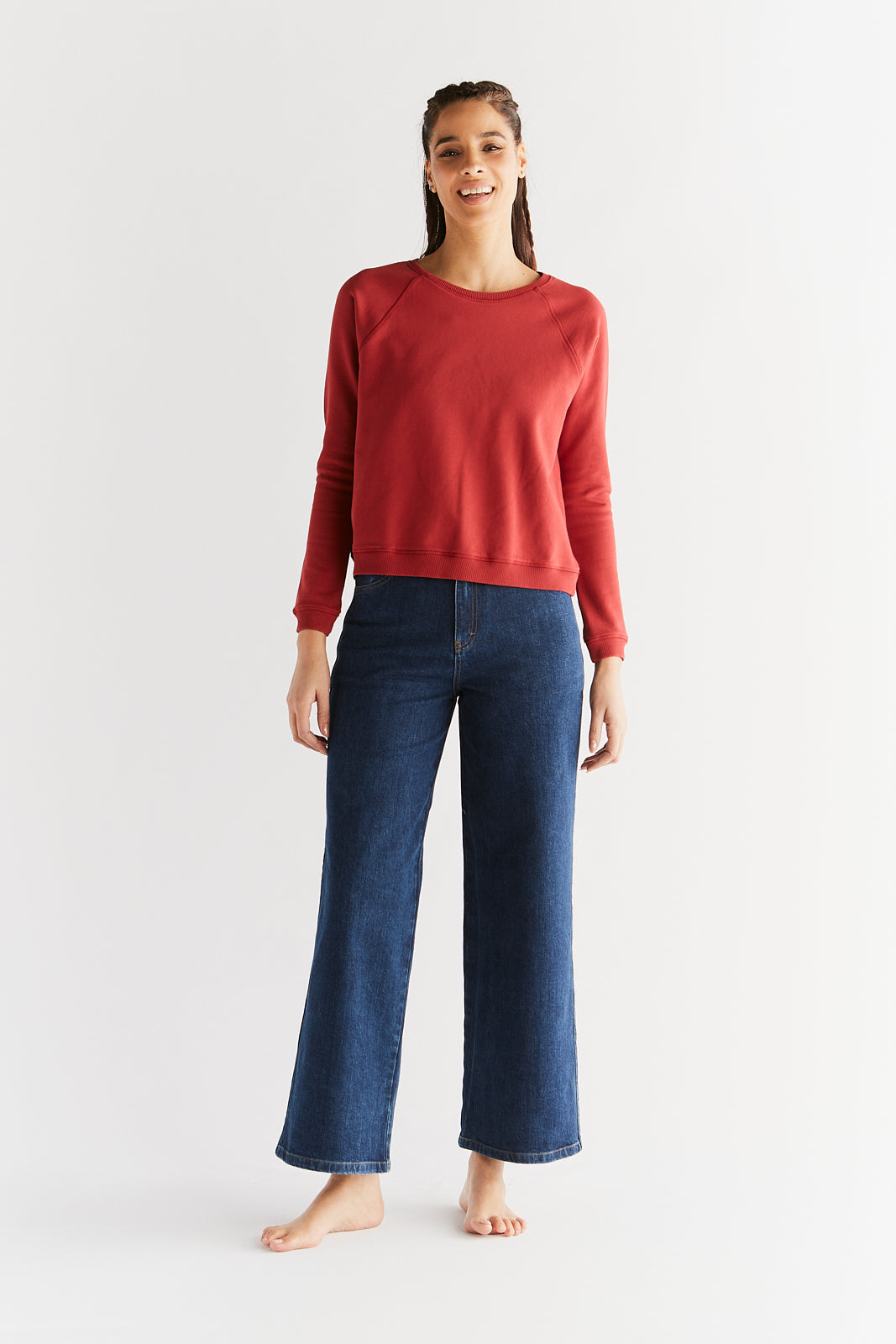 Women's Wide Leg Jeans, Lapis Blue — Evermind, view 5