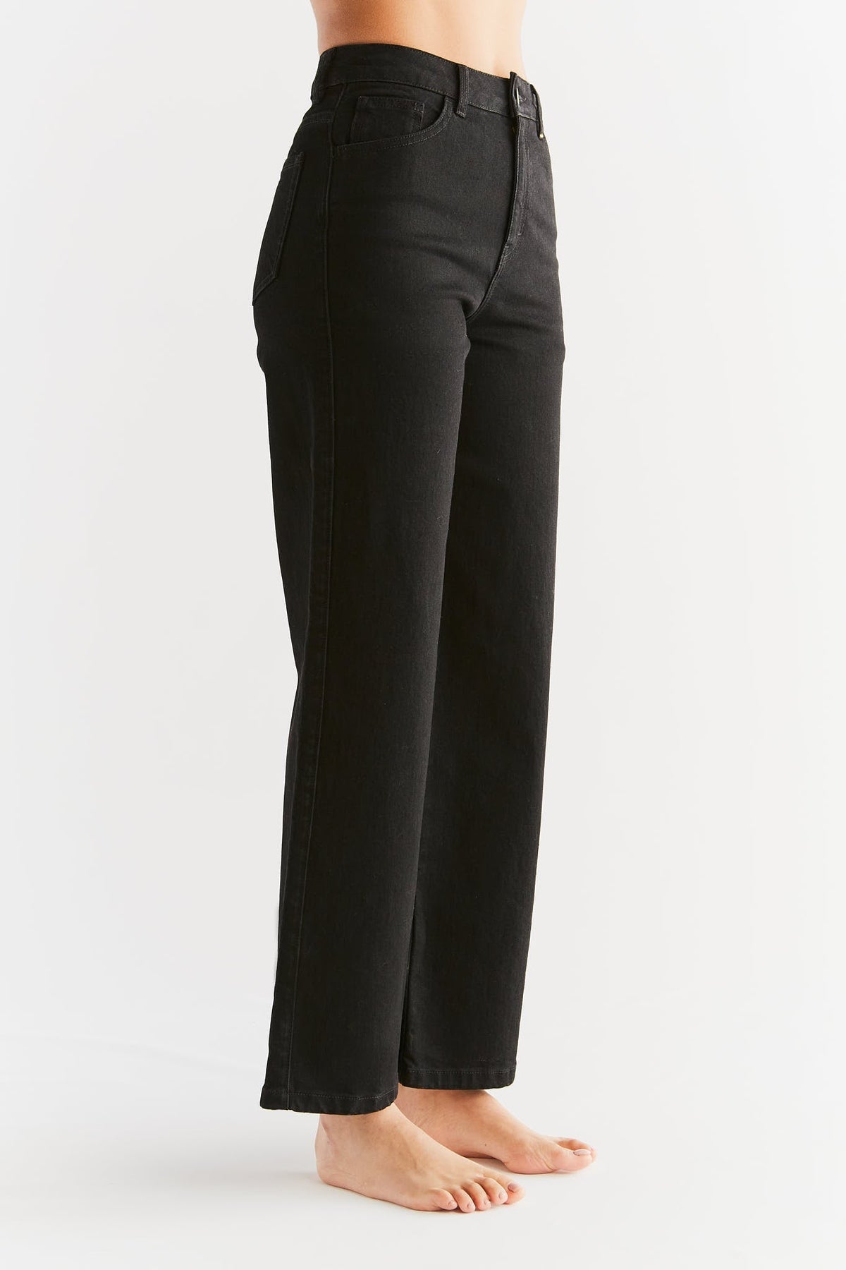 Women's Wide Leg Jeans, Coal Black — Evermind, view 2