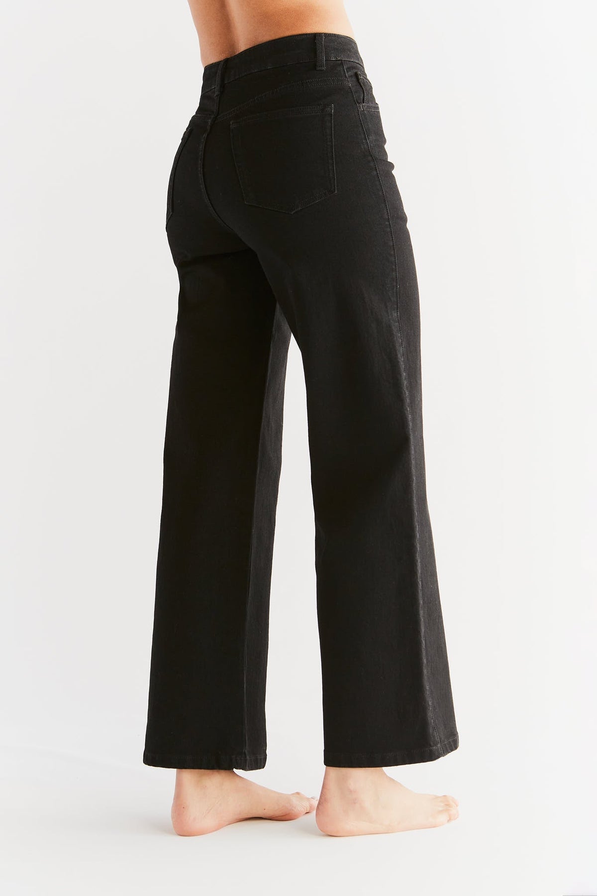 Women's Wide Leg Jeans, Coal Black — Evermind, view 3