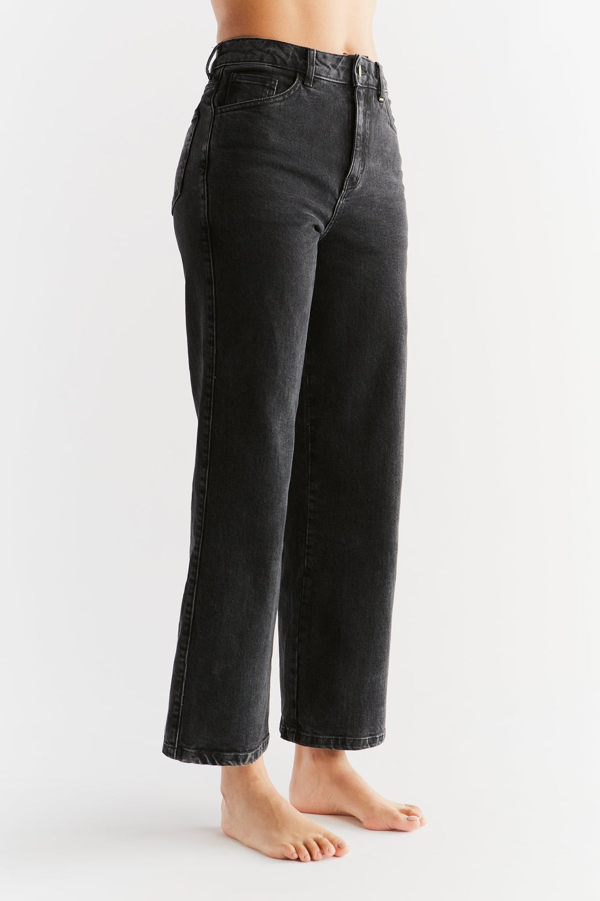 Women's Wide Leg Jeans, Carbon Grey — Evermind, view 3
