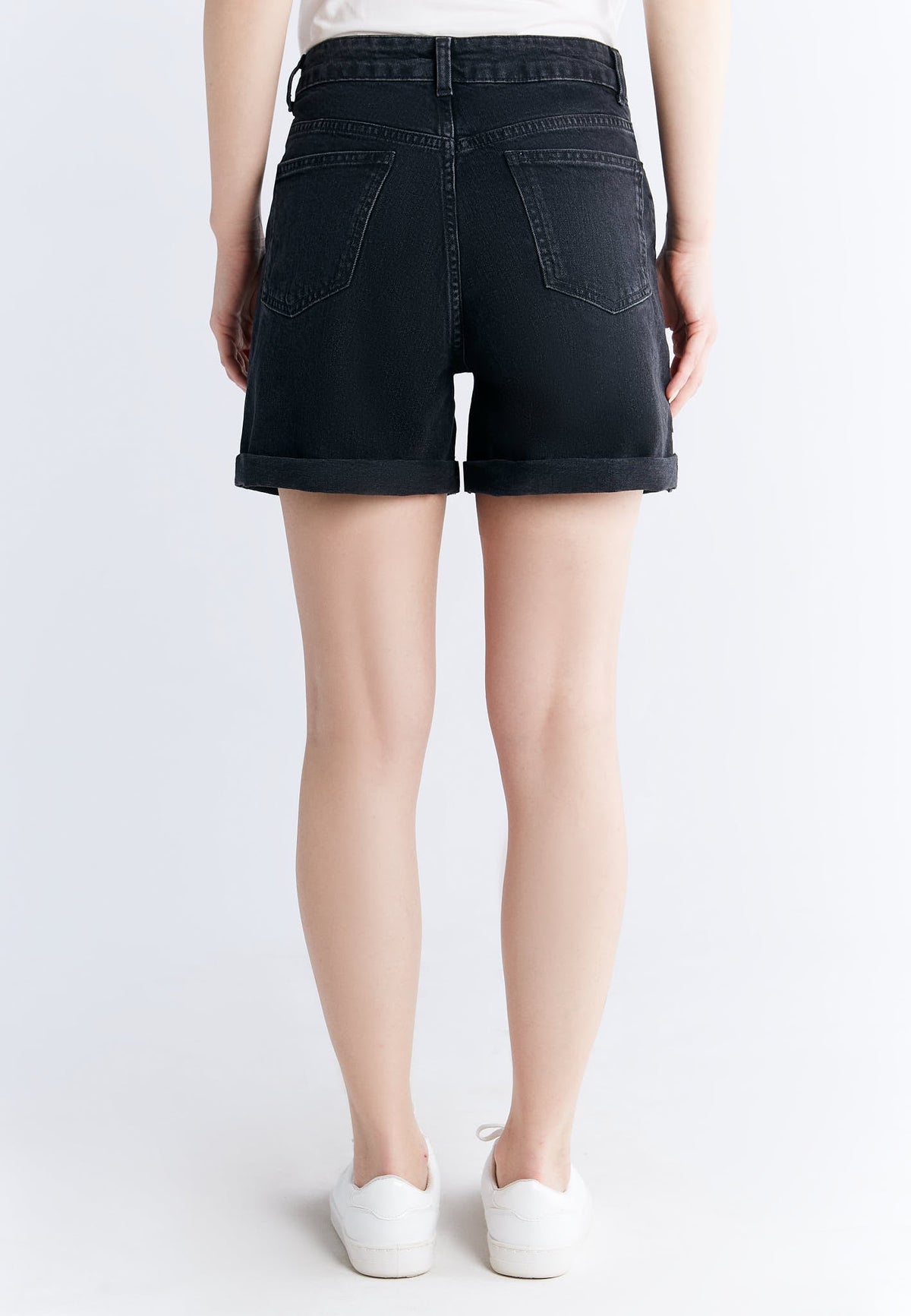 WN 3010-145 Women's Mom Shorts, Carbon Grey — Evermind, view 3