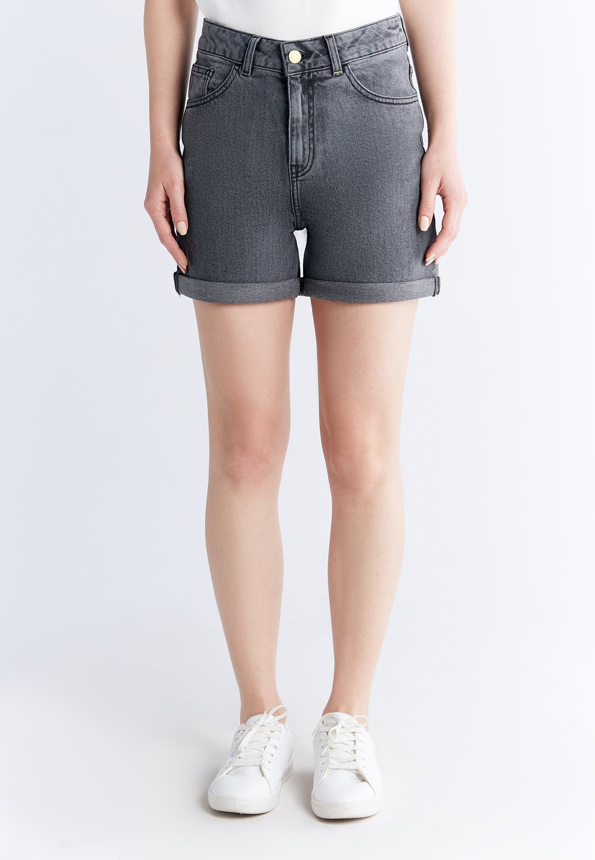 WN 3010-163 Women's Mom Shorts, Iron Grey — Evermind