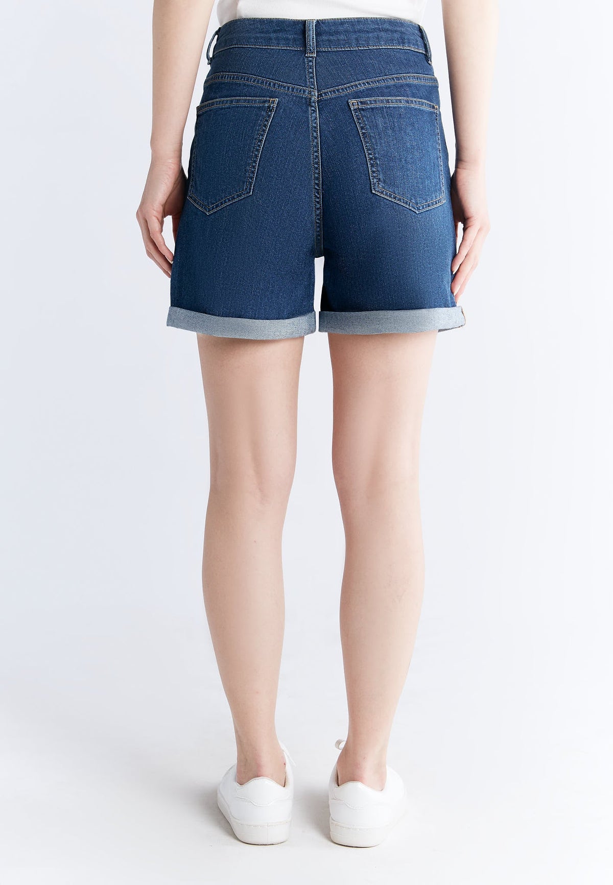 WN 3020-231 Women's Mom Shorts, Lapis Blue — Evermind, view 3