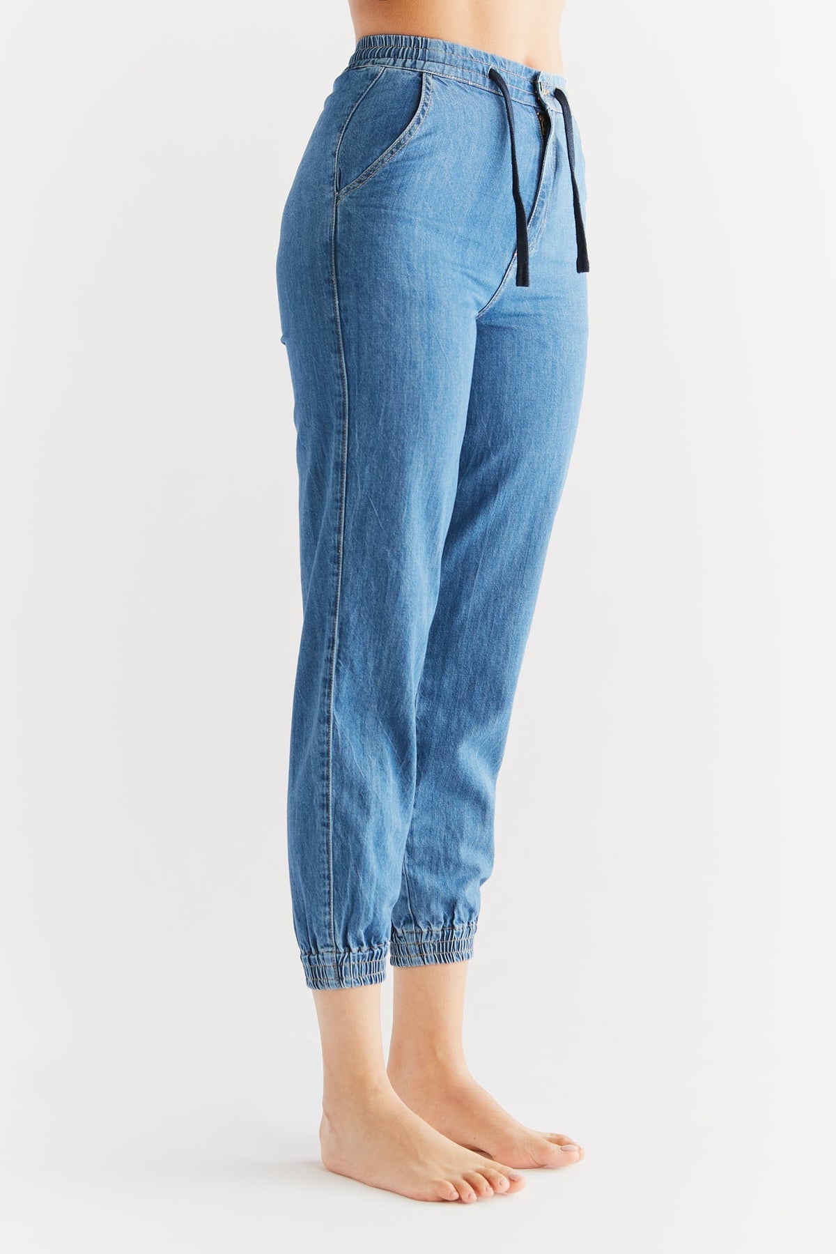 Women's Jogger Jeans, Crystal Blue — Evermind, view 2