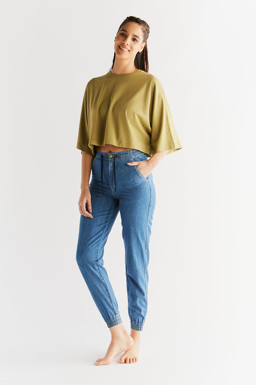 Women's Jogger Jeans, Crystal Blue