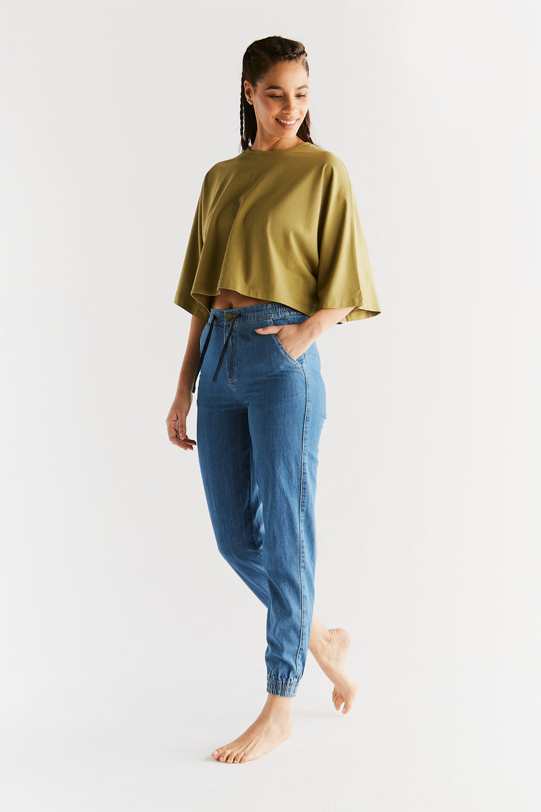 Women's Jogger Jeans, Crystal Blue