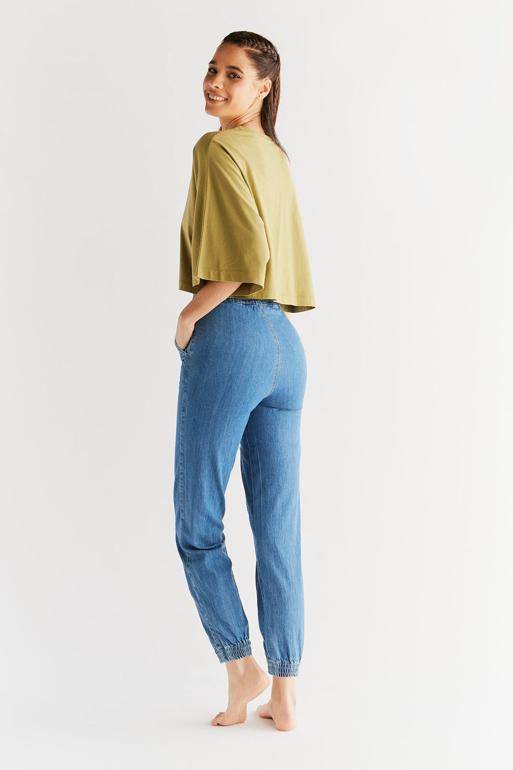 Women's Jogger Jeans, Crystal Blue