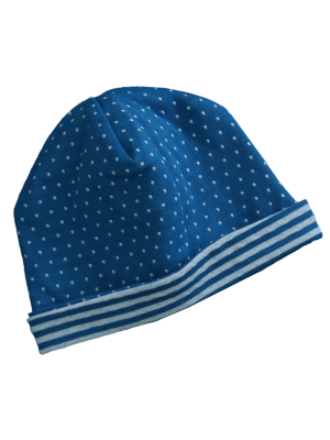 Reversible Hat, Sapphire Blue - Natural White